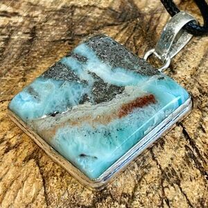 Beautiful Larimar Pendant 1 7/8”